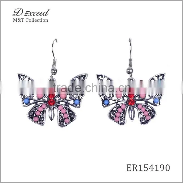 Wholesale Jewelry New Designs Ladies/Womens Ethnic Resin Beaded Earrings Butterfly Gold/Silver Plating Drop Earrings photo-4