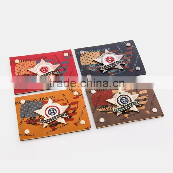 Newest Jeans pu Leather Patches Leather Metal Patch photo-6