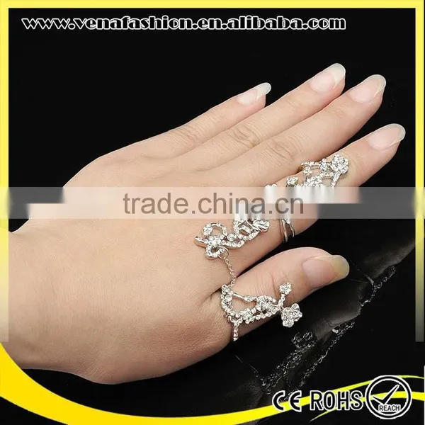 Novelty Antique Silver Rose Flower Shaped Double Ring