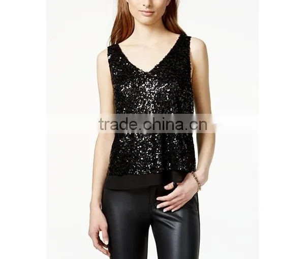 One Clothing Juniors' Sequin Ruffle-Hem Tank Top