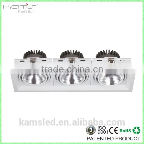 3*10w Trimless Recessed Cob Led Grille Light PMMA Lens Adjustable Spot Light Warm White 3000k photo-3