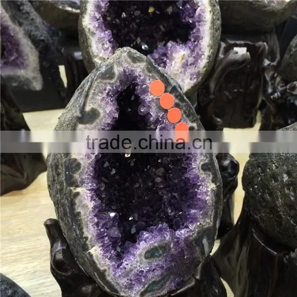 Natural Rock Amethyst Geode Brazilian Crystal Ornaments Wholesale photo-4