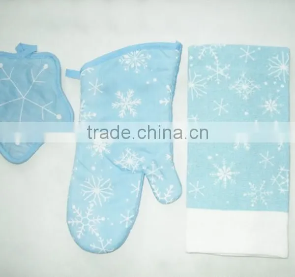 Printed Cotton Kitchen Towel Set Pot Holder Oven Mitten China Supplier Christmas Kitchen Set photo-4