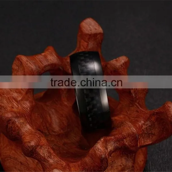 R-127 8mm Genuine Titanium Men's Ring Carbon Fiber Rings/ Carbon Fiber Steel Ring photo-2