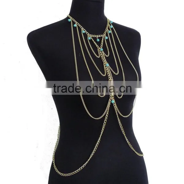 Turquoise Multilayer Tassel Sexy Waist Chain photo-2