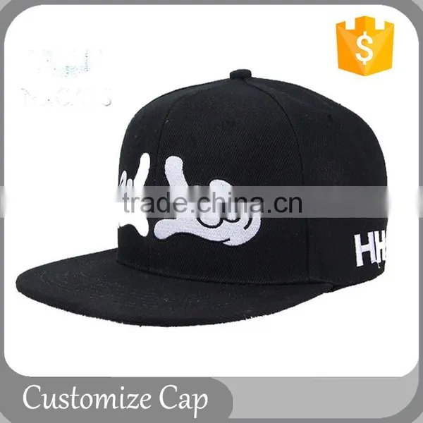 Cotton 6 Panel Black Printed Logo Flat Suede Snapback Caps photo-3