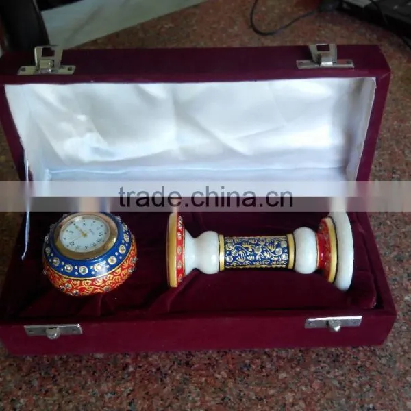 Indian Marble Piller Watch Clock Handicraft Gift Decor Handmade Jaipur Rajasthan Christmas Gift photo-5