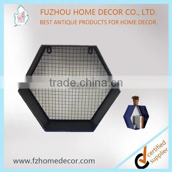 Decorative Metal Round Cube Wall Shelf With Divisions and Meshes photo-4
