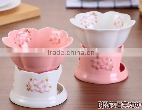 CY160 Chocolate Fountain High Temperature Resistant Ceramic Chocolate Waterfall Mini Fondue Fountain Pink Bakeware Gift Set photo-3