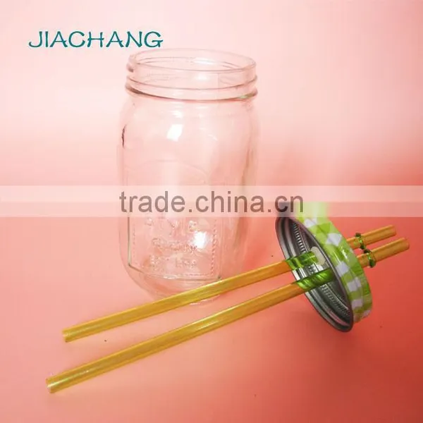 Drinkware Transparent Glass Table Beer Jar With 2 Pieces of Straws photo-4