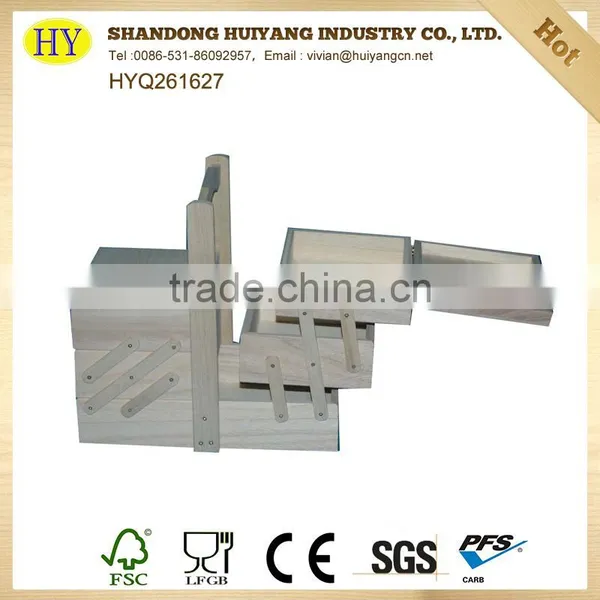 Unfinished Cheap Factory New Wooden Sewing Box photo-3