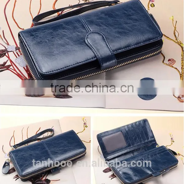 New Fashion Women Sheepskin Handbag Purse Leather Wallet Card Package Long Wallet photo-2