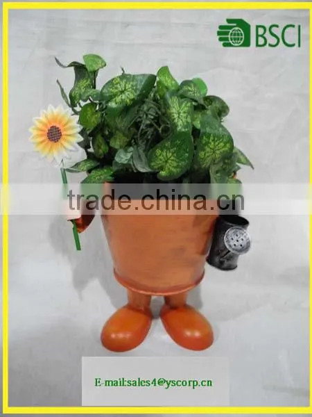 YS11953 Funny Metal Decorative Flower Pot With Foot Handmade Plant Pot photo-3