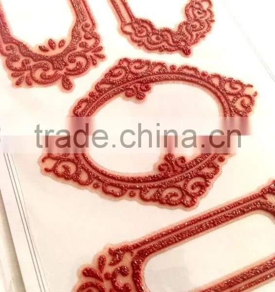 Red Colorway, Classic Glitter Lace Foam Sticker, Elegant Decorative Shinny Glitter Sticker photo-6