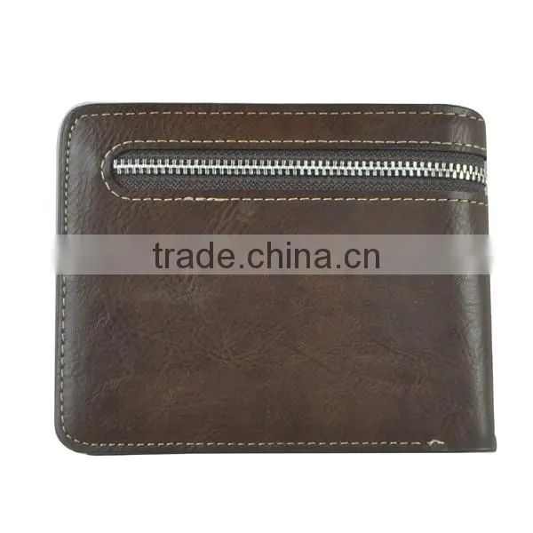 2015 Most Popular Zipper Coin Pocket Mens Leather Wallet photo-2