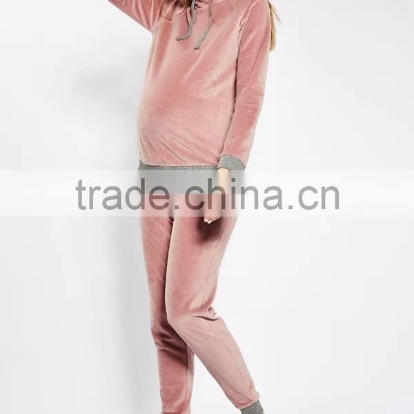 Maternity Wholesale Velour Hoodie Oversized Sweatshirts Pullover Hoodies Without Pocket Custom Made photo-5