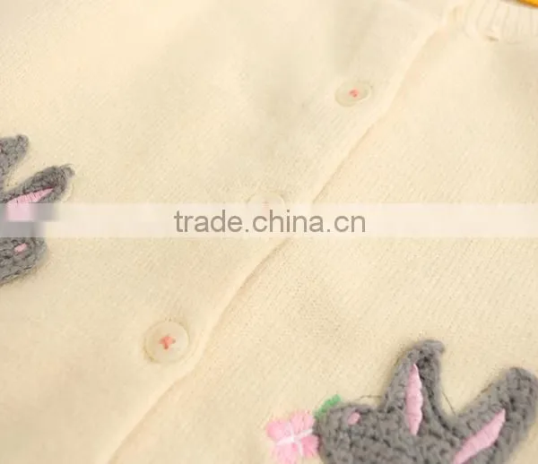 Fine-knit Kids Cardigan Sweater in 100%cotton Bunny Pattern photo-4