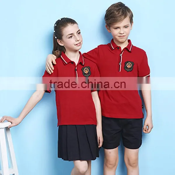 Custom Unisex Summer Red Color Polo School Uniform Shirt photo-5