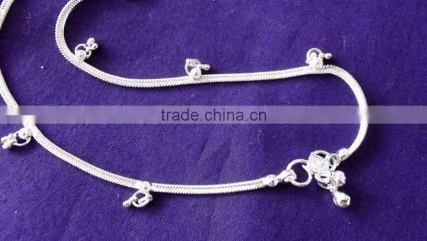 SILVER TONE Chain Payal ANKLETS Feet Bracelet PAIR photo-2