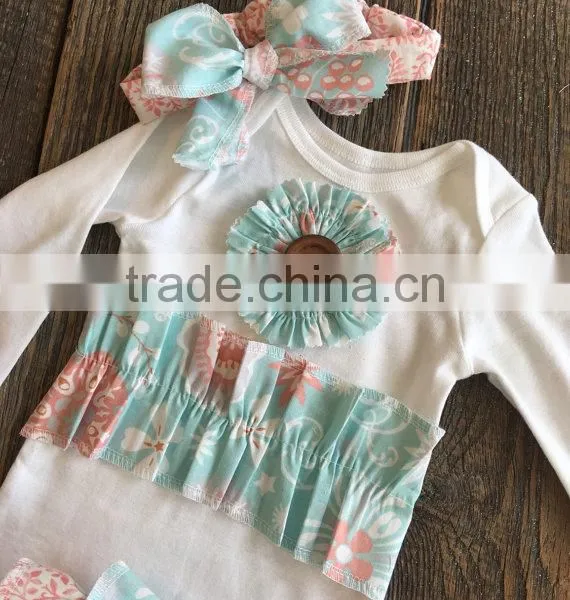 Factory Wholesale Cotton Baby Girl Ruffle Ruffled Set Outfits With Hood photo-2