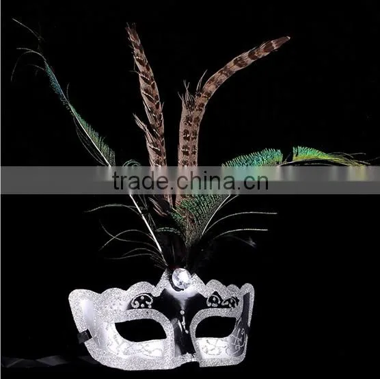 Hot Yellow Feather Pearl Beads Plastic Ball Mask Indian Indian Sacred Mask for 2016 Party Favor Products photo-2
