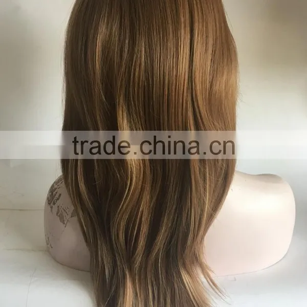 Top Beauty Stock Color Brown Blonde Mix Long Straight Cosplay Women Halve Wig Natural Straight Wigs photo-2