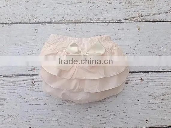 New Arrivlal American Hot Girl Picture Baby Girls Bloomers Plain White 3 Layers Diaper Cover With Bow Wholesale photo-3