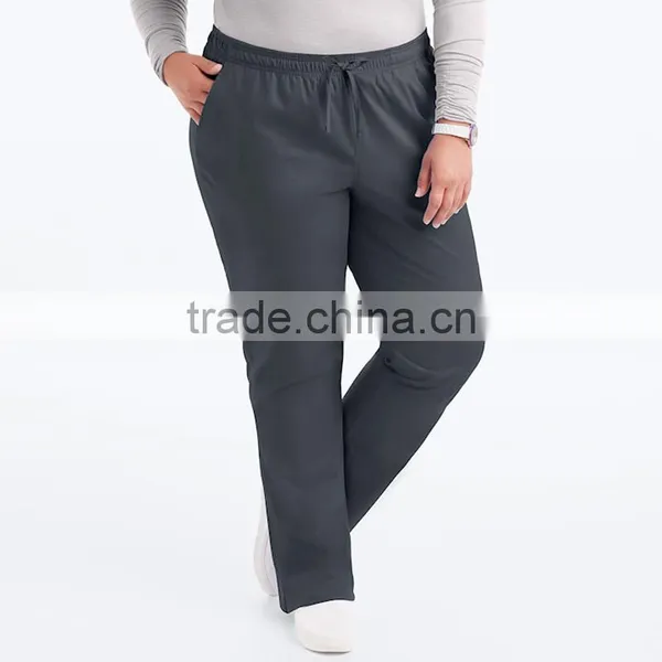 Plus Size Elastic Drawstring Waistband Medical Scrub Uniform Work Pants photo-3