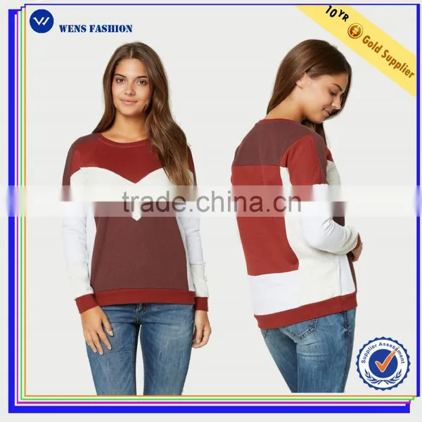2016 Wensfashion Custom Women Leather Sleeve Sweatshirt and Long Sleeved Sweatshirt photo-2
