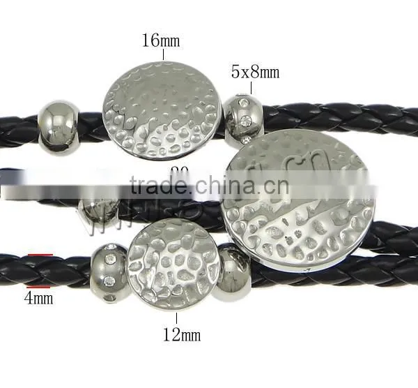 Bracelet Men Leather PU Bracelet With Stainless Steel Leather Bracelet Wholesale photo-3