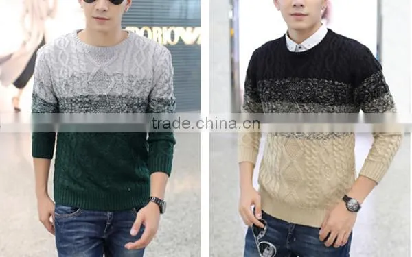 Men Melange Color Cotton Pullover Sweater photo-3