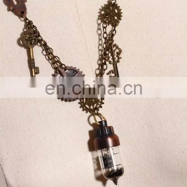 Steampunk Necklace With Gear-cogwheel and Light Capsule Pendant photo-2
