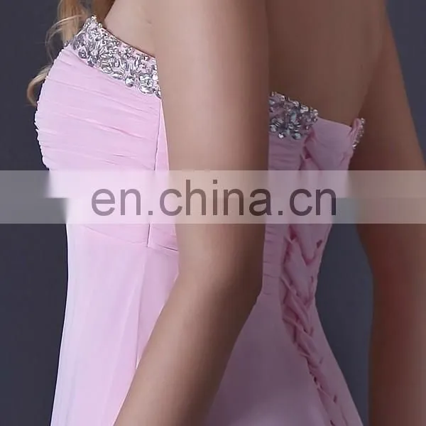 Grace Karin Strapless Sweetheart Chiffon Long Pink Prom Dresses 2015 CL3523 photo-5