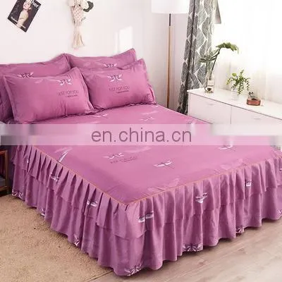 Amazon Hot King Bed Skirt Bed Skirt Cover Set Bedding Bed Skirt Cotton photo-3