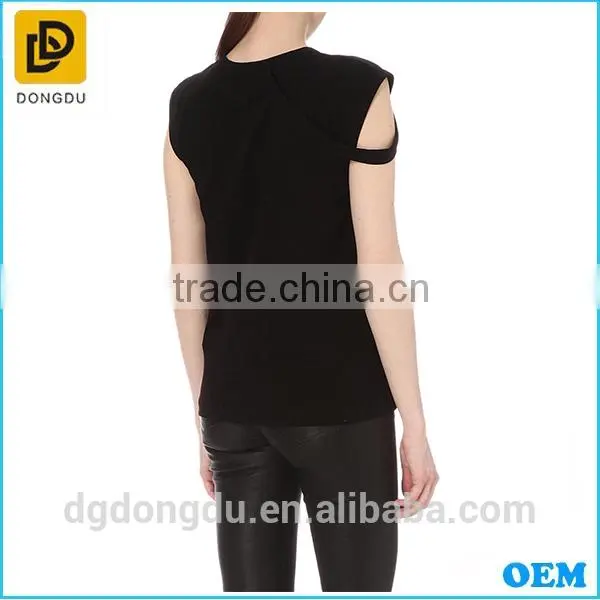2016 With Competitive Price Lady Simple Black Casual T-shirt photo-3