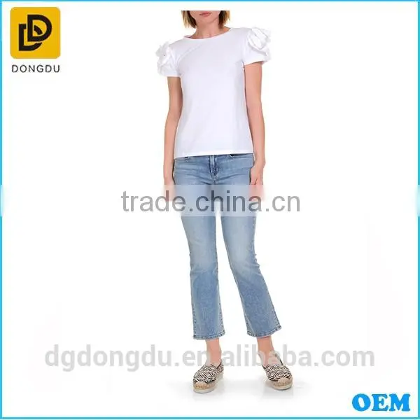 White Dongguan Factory Graments Casual T Shirt for Women 2016 photo-2