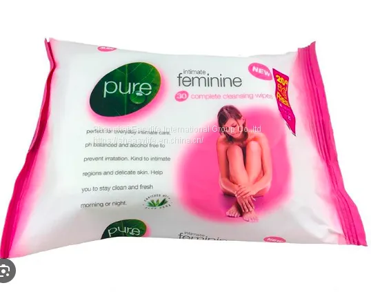 Intimate Feminine Hygiene Wipes Biodegradable Materials Female Use