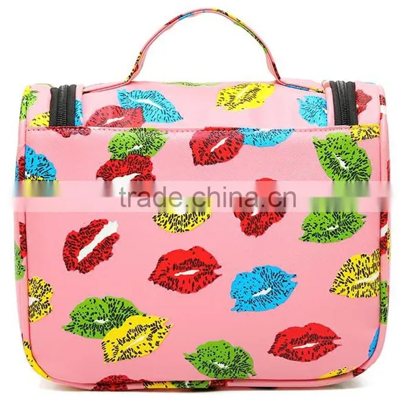 Custom Make Printed Canvas Toiletry Bag, Large Hanging Travel Toiletry Bag, Travel Wash Bag for Women photo-3