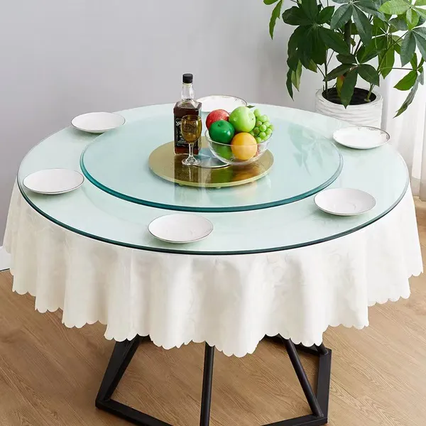 Tempered Glass Home Restaurant Dining Room Glass Top Round Rectangle Dining Table Top photo-4