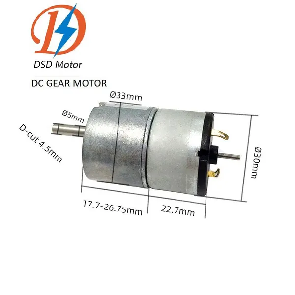 DSD Motor OEM ODM Factory Price 33 mm Gearbox Brush Motor Torque 5 Kg.cm 3.7V dc Electric Motor 24v dc Gear Motor