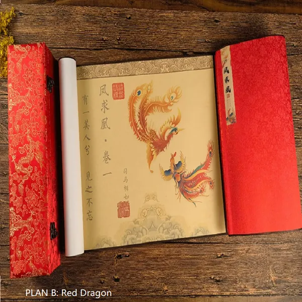 Phoenix Seeking A Mate Chinese Letter Pursuing Love Proposing Marriage Copying Calligraphy on Xuan Paper Hand Scroll Brocade Box Sets photo-4
