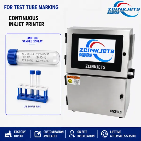 Industrial CIJ Printer for Glass Plastic Laboratory Tubes Serial Number Variable Data Coding