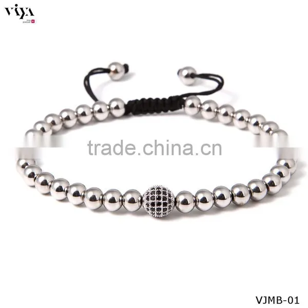 Hot Sale Men Bracelet 18k Gold Satiness Steel Beads Bracelet Fashion Chinese Knot Bangle photo-4