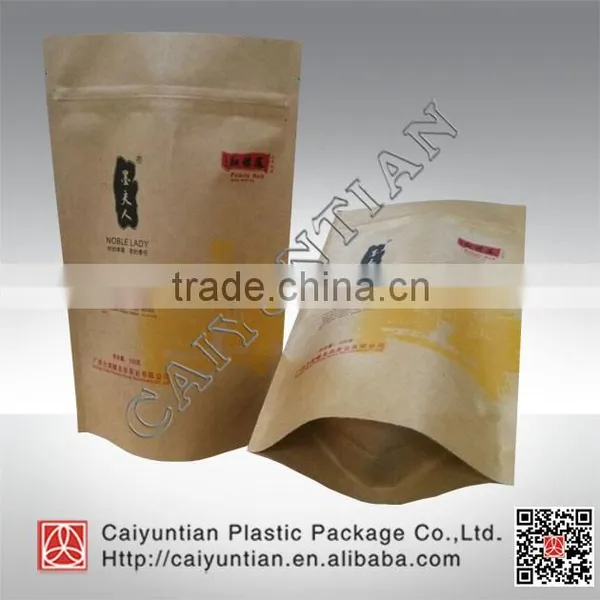 High Barrier Standing Matt Finished Kraft Paper Foil Lined Coffee Tea Package Bag