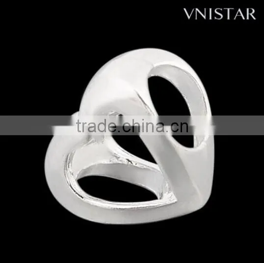 Vnistar Silver Plated Bead PBD1035, Heart-shaped Bead Fit for European Bracelet Size in 10*11mm photo-2