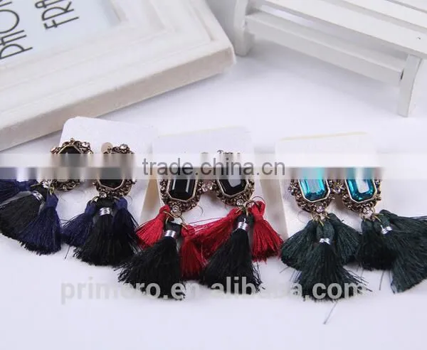 New Fashion Jewelry Hot Sale Crystal Vintage Tassel Statement Bib Earrings Factory Price photo-4