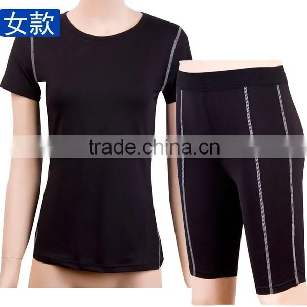 Woman Tight Fitness Training Basketball Running Sport Jersey Elastic Sweat Quick Dry Short Sleeve Suit Shirt + Shorts 20032004