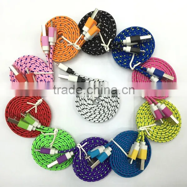 Colorful Micro Braided Usb Data Cable for v8 Usb Charging Flat Micro Usb Cable for Samsung photo-6