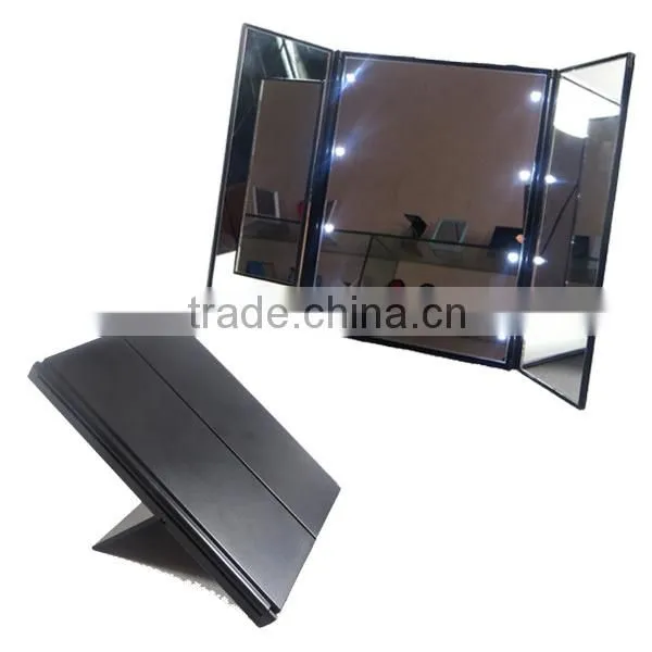 Three Side Foldable Traveling Lighted Table Stand Mirror photo-4