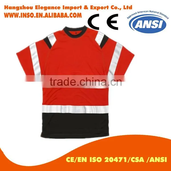 Safety Reflective Work Shirt Round Collar Cotton T-shirt Tricot Polyester Shirt photo-3